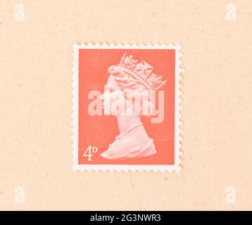 UNITED KINGDOM - CIRCA 1960: A stamp printed in the United Kingdom shows queen Elizabeth, circa 1960 Stock Photo