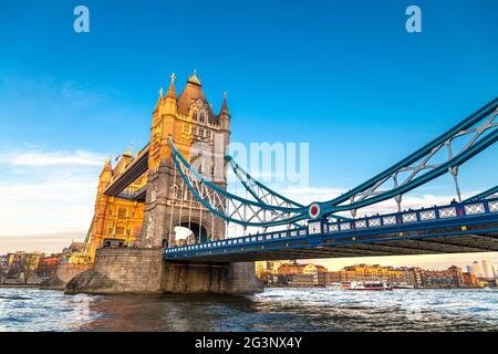 Tower Bridge over the Thames River, London, UK