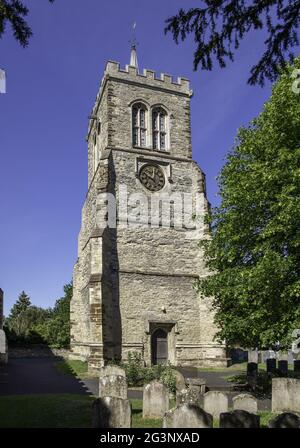 BEDFORD, UNITED KINGDOM - Jun 14, 2021: The Abbey Church of St Mary and St Helena in the village of Elstow, Bedfrodshire. This is the birthplace of Jo Stock Photo