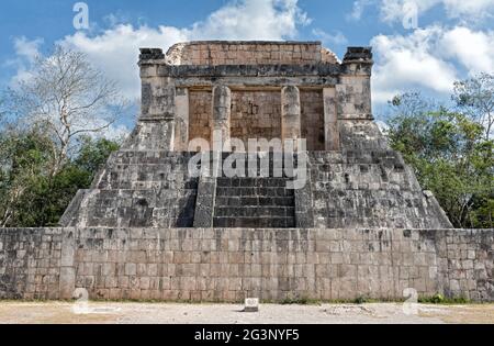The temple of the bearded man in chichen itza mexico Stock Photo