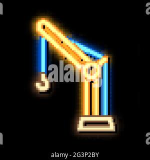 crane with hook neon glow icon illustration Stock Vector