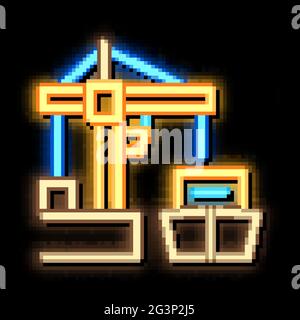 port crane and ship neon glow icon illustration Stock Vector