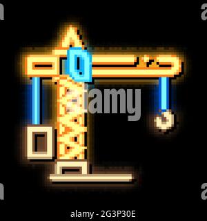 crane construction neon glow icon illustration Stock Vector