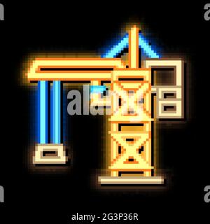 crane for building neon glow icon illustration Stock Vector