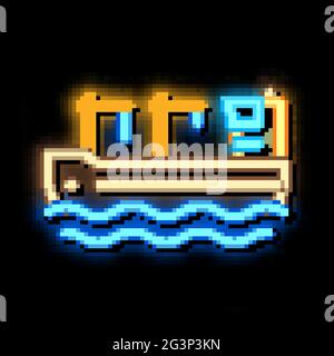 crane on boat neon glow icon illustration Stock Vector