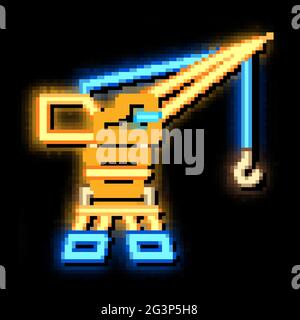 harbor crane neon glow icon illustration Stock Vector