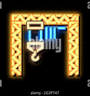 industrial crane neon glow icon illustration Stock Vector