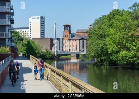 Riverside path, River Derwent, Riverside, Derby, Derbyshire, England, United Kingdom Stock Photo