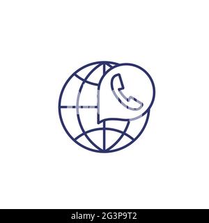 Voip telephony, call line icon Stock Vector