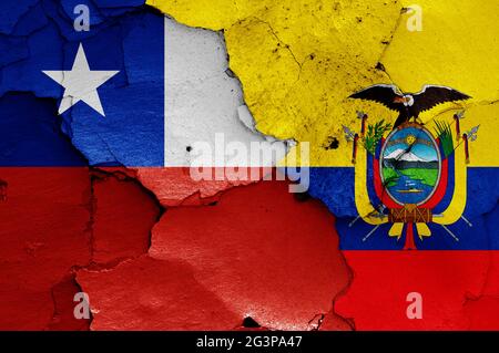 flags of Ecuador and Chile painted on cracked wall Stock Photo - Alamy