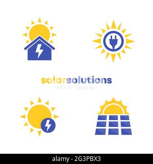 solar energy solutions logo set, vector Stock Vector
