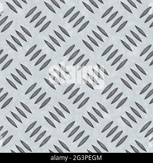 Metal diamond pattern non-skid gray wrap around texture seamless tile. Pattern style of steel floor for background. Pattern styl Stock Photo