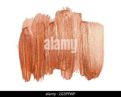 Golden paint strokes isolated on white background. Gold watercolor texture stain abstract. Shining brush stroke Stock Photo