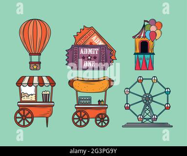 set of amusement park Stock Vector