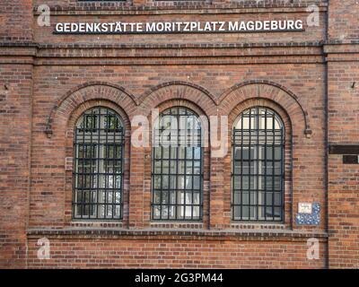 Former MfS remand prison Magdeburg district administration now Moritzplatz Magdeburg memorial Stock Photo