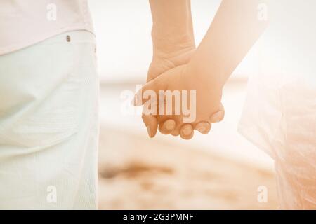 Romantic illustration. Couple hands close up. Love concept Stock Photo