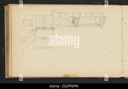 Architecture study. Architecture study. Leaf 79 Verso from a sketchbook with 91 sheets. Stock Photo