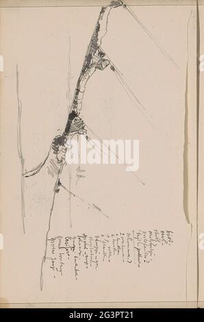 Study, possibly a quay. Leaf 44 Verso from a sketchbook with 47 sheets. Stock Photo