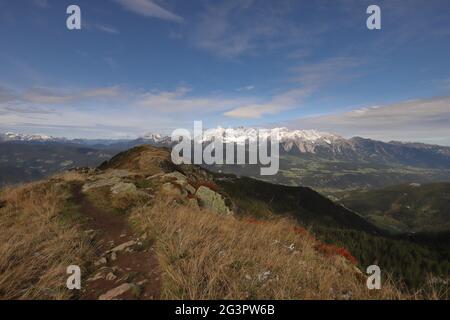 Panorama with Dachstein massif in the austrian mountains Stock Photo