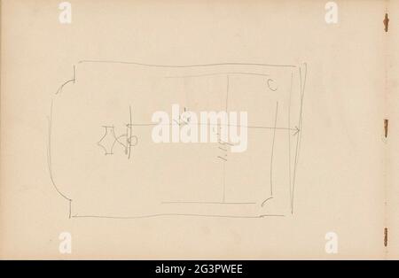 Design, possibly a map. Leaf 22 Verso from a sketchbook with 25 sheets. Stock Photo