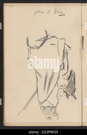 Rider, seen on the back. Possibly seen on the Place d'Iena in Paris. Leaf 19 Verso from sketchbook Lix with 21 sheets. Stock Photo