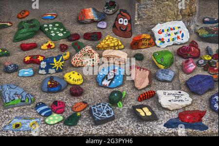 Painted stones - The creativity of childrens Stock Photo