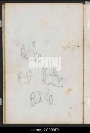 Horses. Leaf 15 Verso from a sketchbook with 22 sheets. Stock Photo