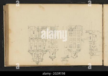 Five façade studies, probably in Amsterdam. Five façade studies, probably in Amsterdam. Leaf 75 Verso from a sketchbook with 91 sheets. Stock Photo