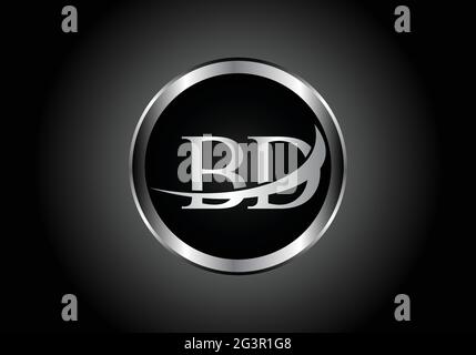 silver letter BD metal combination alphabet logo icon design with grey color on Black and white gradient design for a company or business Stock Vector