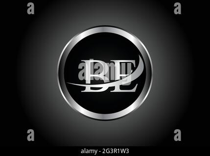 silver letter BE metal combination alphabet logo icon design with grey color on Black and white gradient design for a company or business Stock Vector