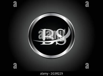 silver letter BS metal combination alphabet logo icon design with grey color on Black and white gradient design for a company or business Stock Vector