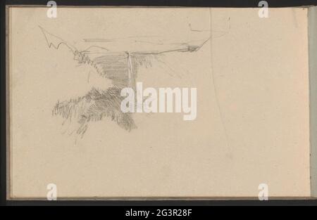 Study. Possibly a tree and / or a staircase. Leaf 10 Verso from a sketchbook with 51 sheets. Stock Photo