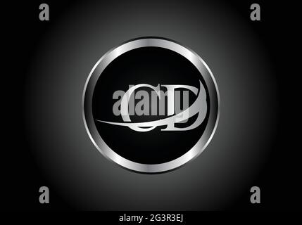 silver letterCD metal combination alphabet logo icon design with grey color on Black and white gradient design for a company or business Stock Vector