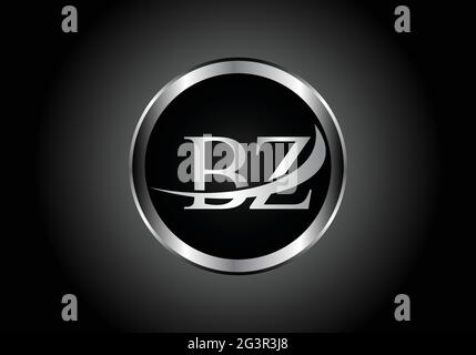 silver letter BZ metal combination alphabet logo icon design with grey color on Black and white gradient design for a company or business Stock Vector