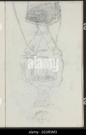 Abkatsch of the chalk drawing on leaf 16 verso. Leaf 17 Recto from sketchbook XI with 30 sheets. Stock Photo