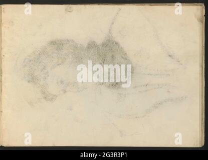 Abkatensch of the chalk drawing on leaf 2 verso. Leaf 3 Recto from sketchbook XII with 19 sheets. Stock Photo