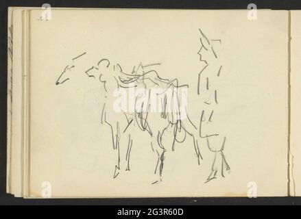 Figure studies. Among other things, a standing woman, in profile. Leaf 16 Verso from sketchbook LXV with 27 sheets. Stock Photo