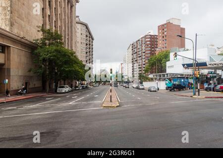 MONTEVIDEO, URUGUAY - FEB 19, 2015: View of avenue Libertador General Lavalleja in the center of Montevideo. Stock Photo