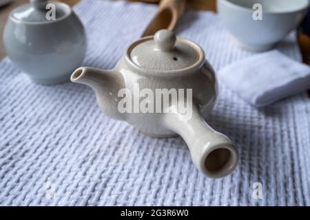 Korean porcelain teapot Stock Photo