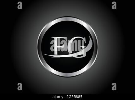 silver letter FG metal combination alphabet logo icon design with grey color on Black and white gradient design for a company or business Stock Vector