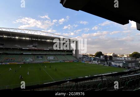 Cuiaba Brazil 17 June 21 The Head Coach Of Bolivia National Soccer Team Venezuelan Cesar Farias L Visits The Arena Pantanal Stadium In Cuiaba Brazil 17 June 21 Bolivia Will Faces Chile