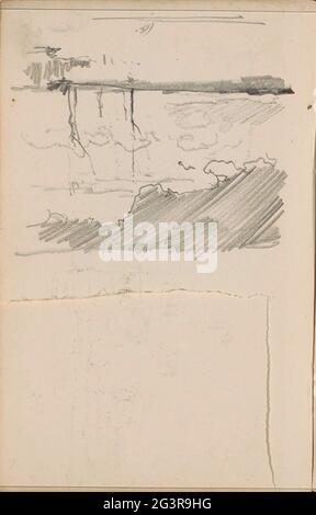 Waterfront. Leaf 44 Verso from a sketchbook with 45 sheets. Stock Photo