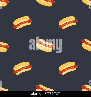 Hot Dogs vector seamless pattern background Stock Vector