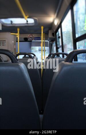 Bus Without Destination city bus interior,no passengers Stock Photo - Alamy