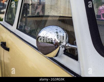 Classic car oldtimmer rear view mirror Stock Photo