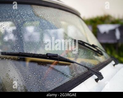 Windscreen wiper on a classic car oldtimer Stock Photo