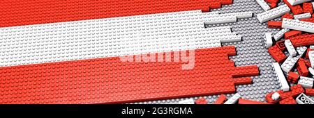 Clamp bricks assembled as Austria flag Stock Photo