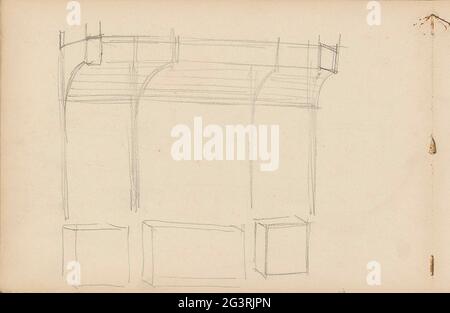 Architecture study, possibly a fireplace. Leaf 1 Verso from a sketchbook with 25 sheets. Stock Photo