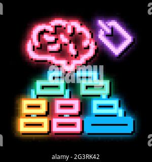 brain label hierarchy chart neon glow icon illustration Stock Vector