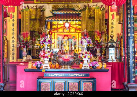 Temple of the Teochew Chinese, the Hiang Thian Siang Ti Temple in Kuching on Borneo Stock Photo